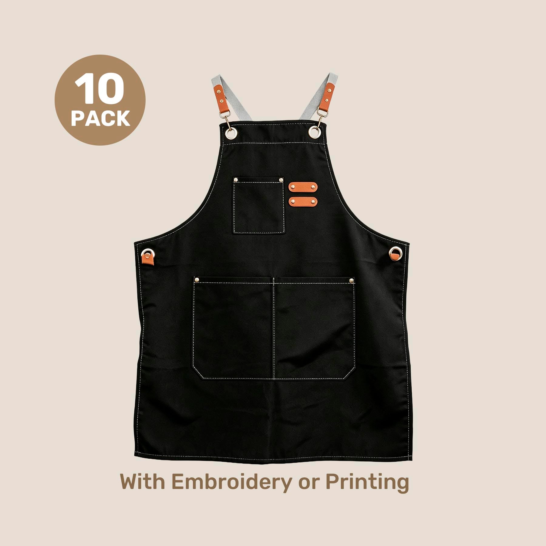 Classic Canvas Apron - Bib Crossback | with Custom Embroidery or Printing