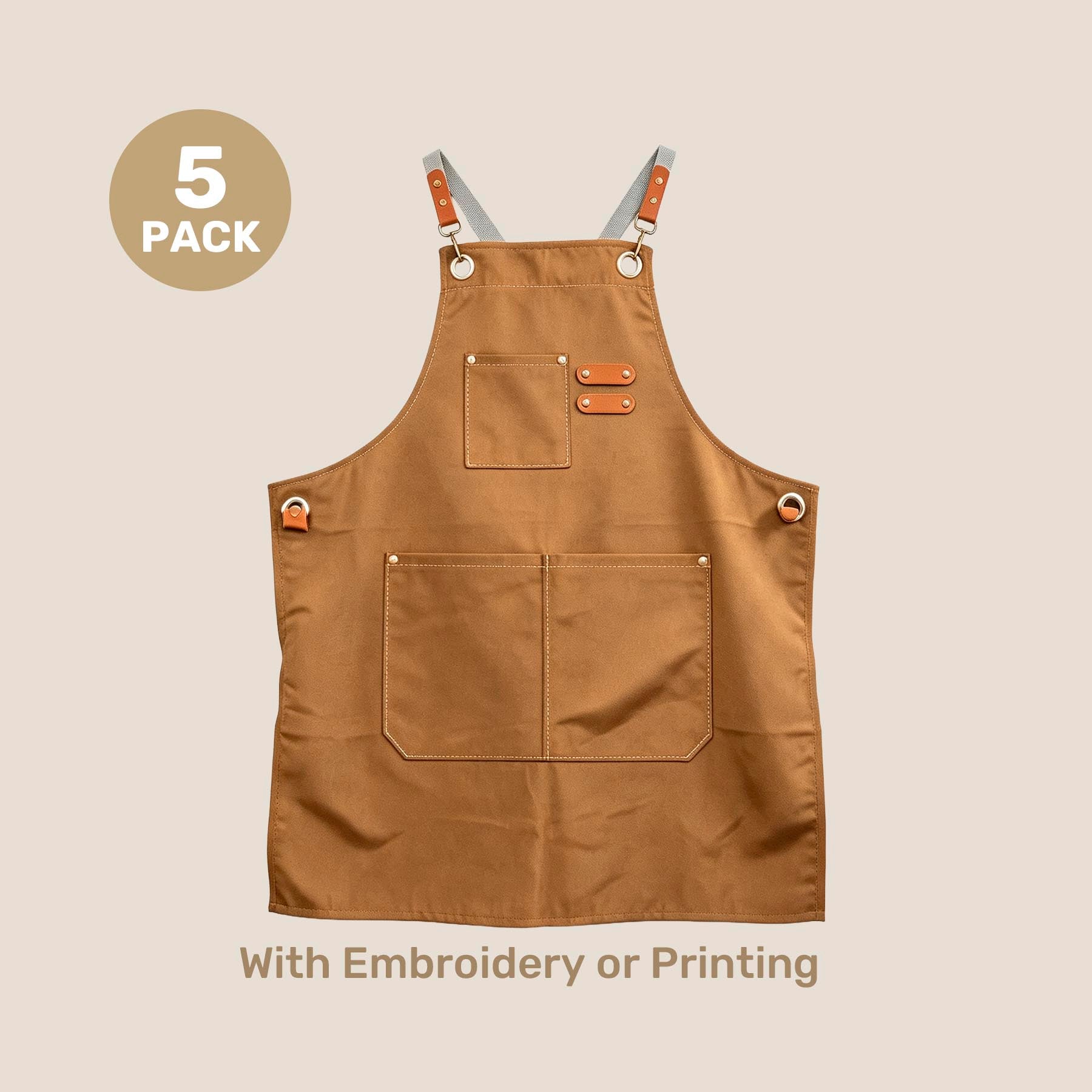 Classic Canvas Apron - Bib Crossback | with Custom Embroidery or Printing