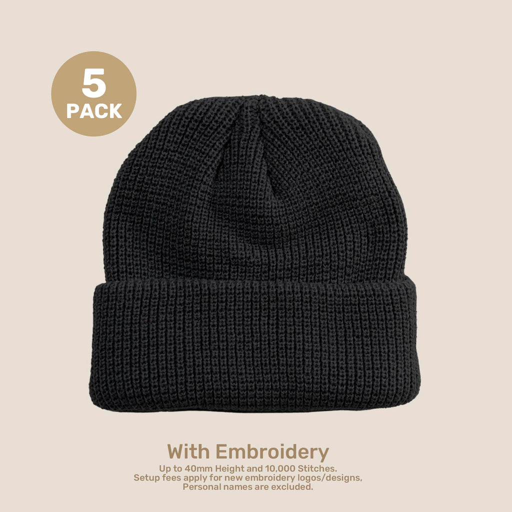 Extra Thick Rib Knit Beanie | With Custom Embroidery