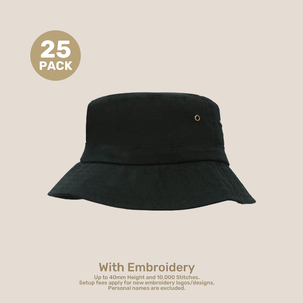 Kids Adjustable Bucket Hat Pack – 50–54cm Cotton Blend Twill | With Custom Embroidery or Printing