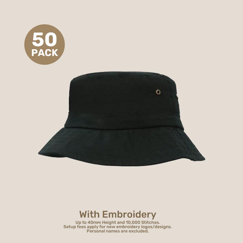 Kids Adjustable Bucket Hat Pack – 50–54cm Cotton Blend Twill | With Custom Embroidery or Printing