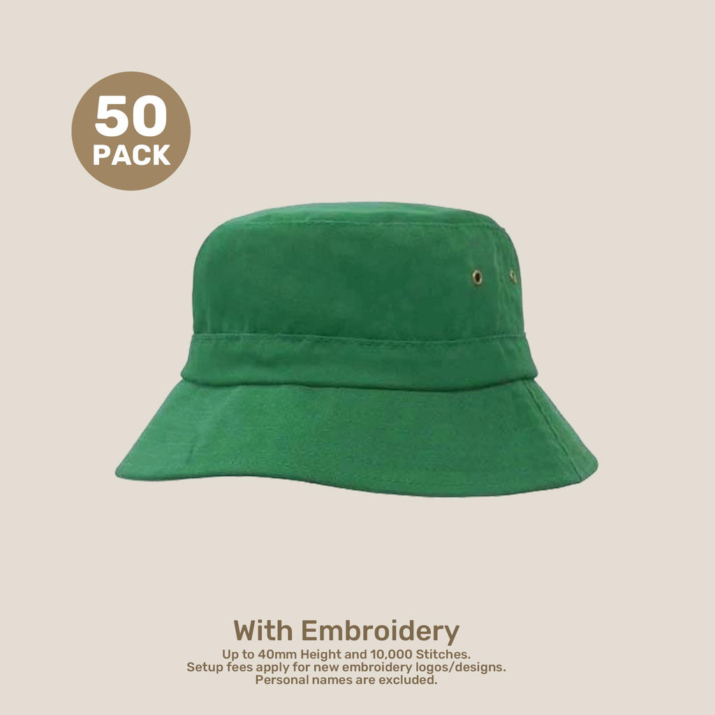 Kids Adjustable Bucket Hat Pack – 50–54cm Cotton Blend Twill | With Custom Embroidery or Printing