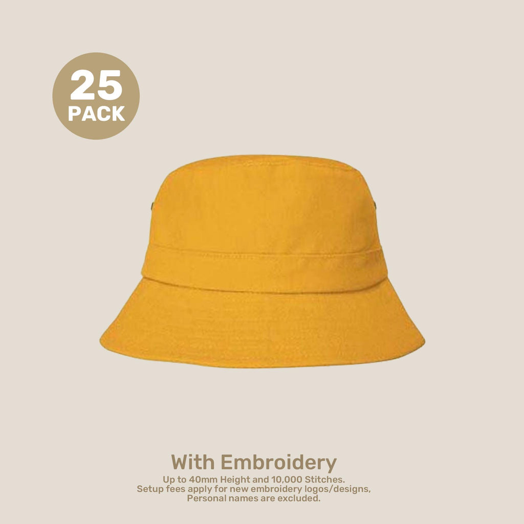 Kids Adjustable Bucket Hat Pack – 50–54cm Cotton Blend Twill | With Custom Embroidery or Printing