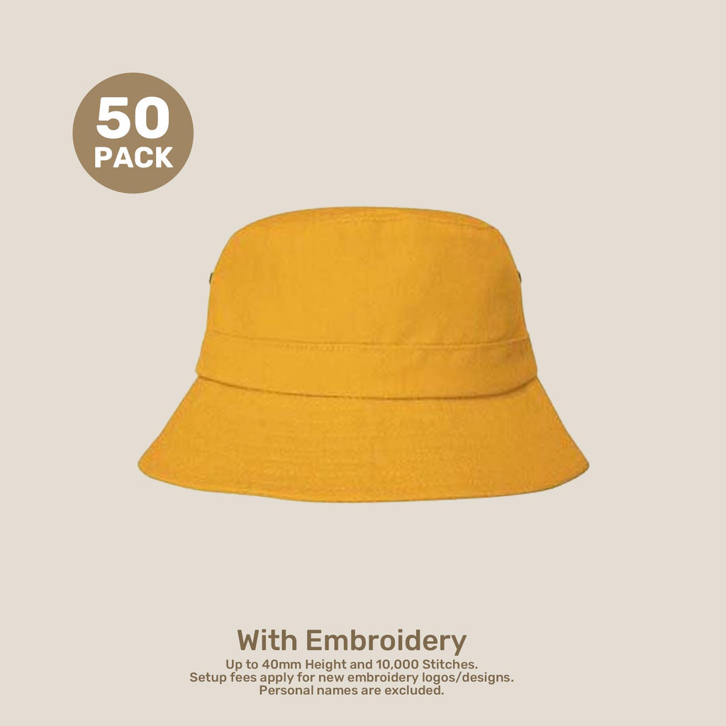 Kids Adjustable Bucket Hat Pack – 50–54cm Cotton Blend Twill | With Custom Embroidery or Printing