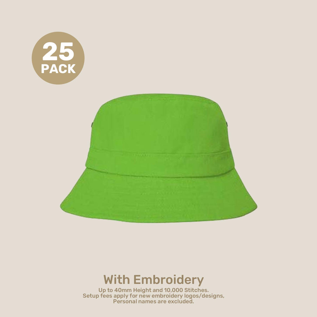 Kids Adjustable Bucket Hat Pack – 50–54cm Cotton Blend Twill | With Custom Embroidery or Printing