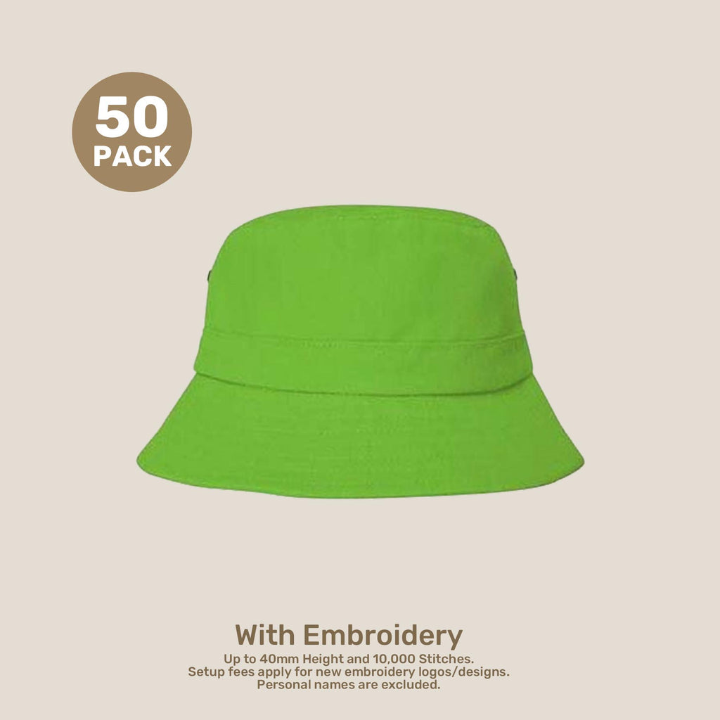 Kids Adjustable Bucket Hat Pack – 50–54cm Cotton Blend Twill | With Custom Embroidery or Printing