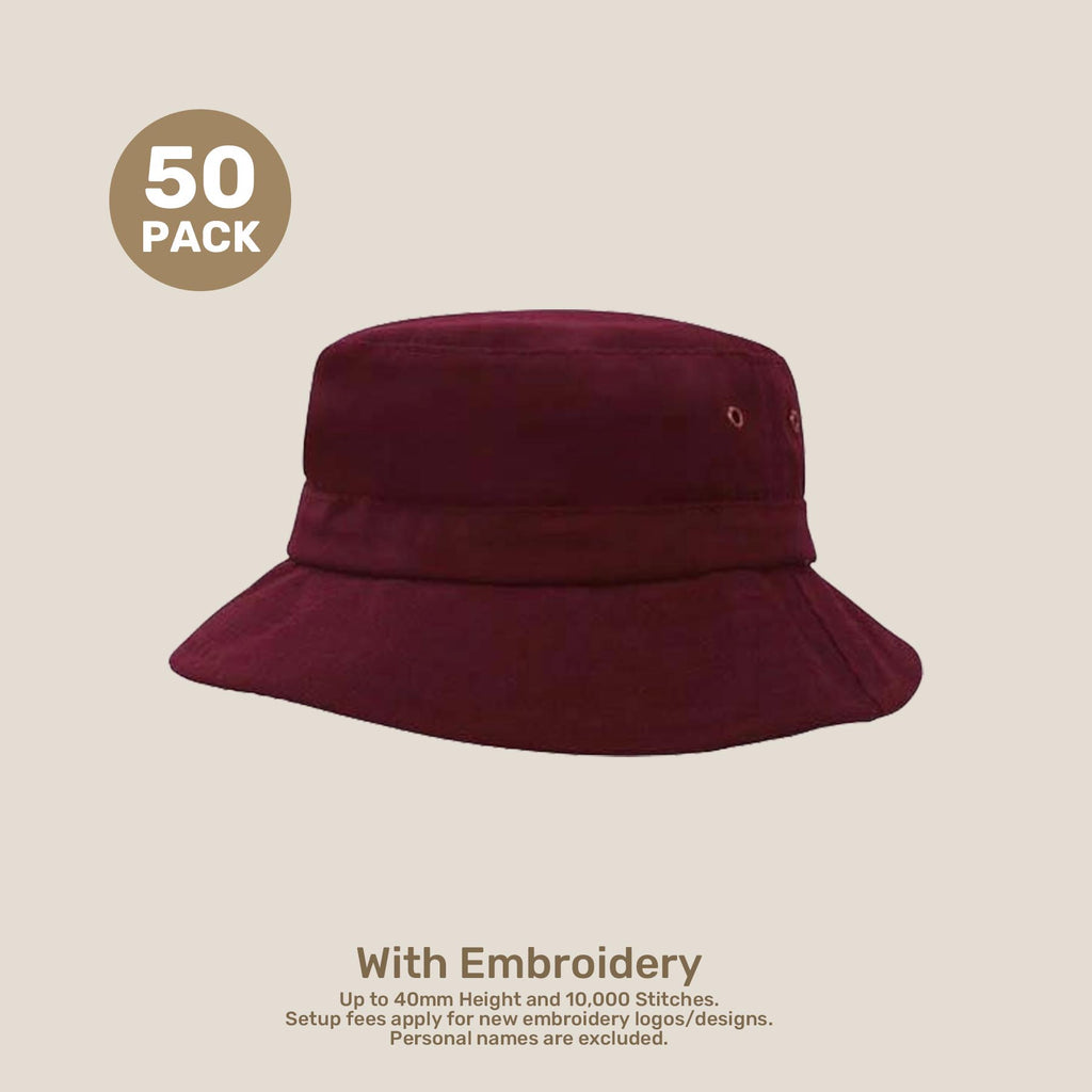 Kids Adjustable Bucket Hat Pack – 50–54cm Cotton Blend Twill | With Custom Embroidery or Printing