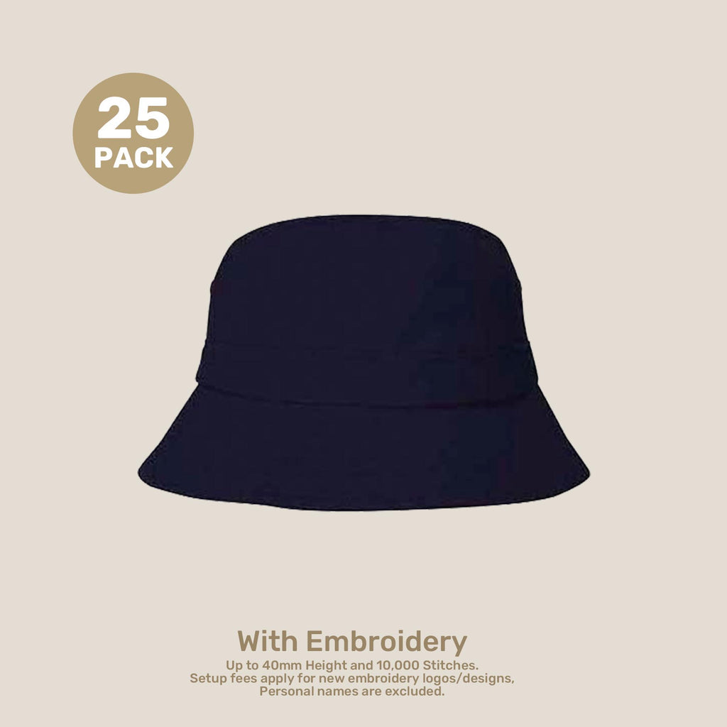 Kids Adjustable Bucket Hat Pack – 50–54cm Cotton Blend Twill | With Custom Embroidery or Printing