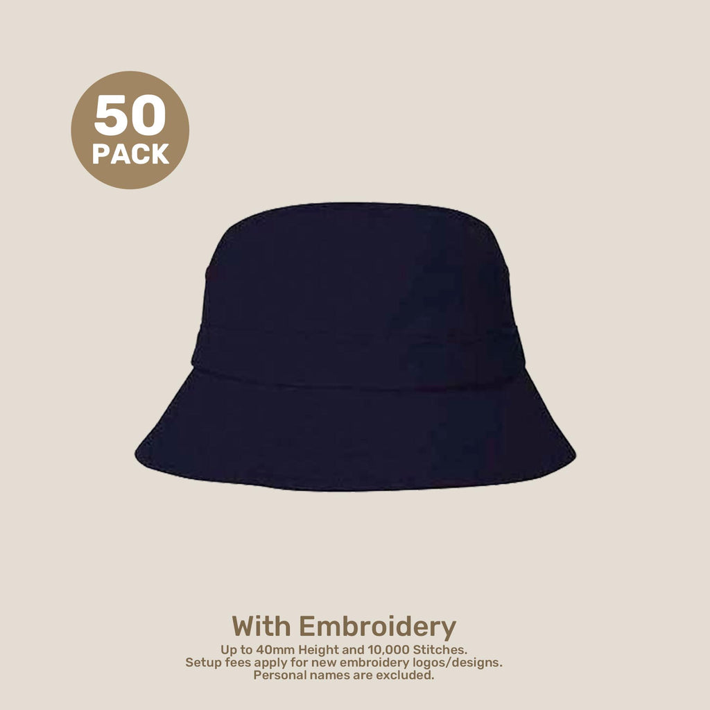 Kids Adjustable Bucket Hat Pack – 50–54cm Cotton Blend Twill | With Custom Embroidery or Printing