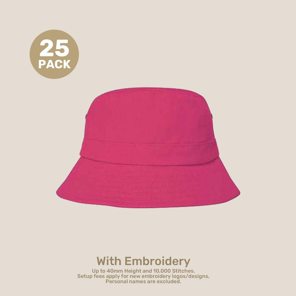 Kids Adjustable Bucket Hat Pack – 50–54cm Cotton Blend Twill | With Custom Embroidery or Printing