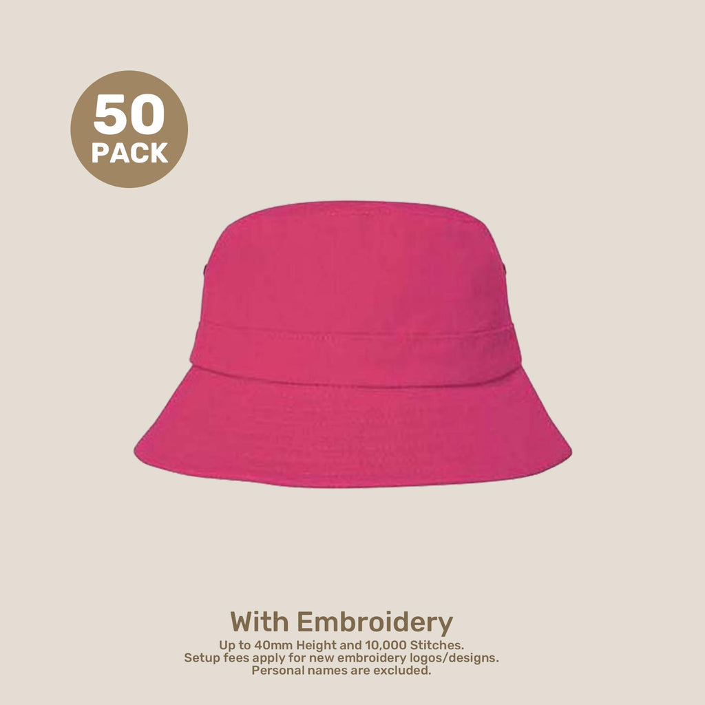 Kids Adjustable Bucket Hat Pack – 50–54cm Cotton Blend Twill | With Custom Embroidery or Printing
