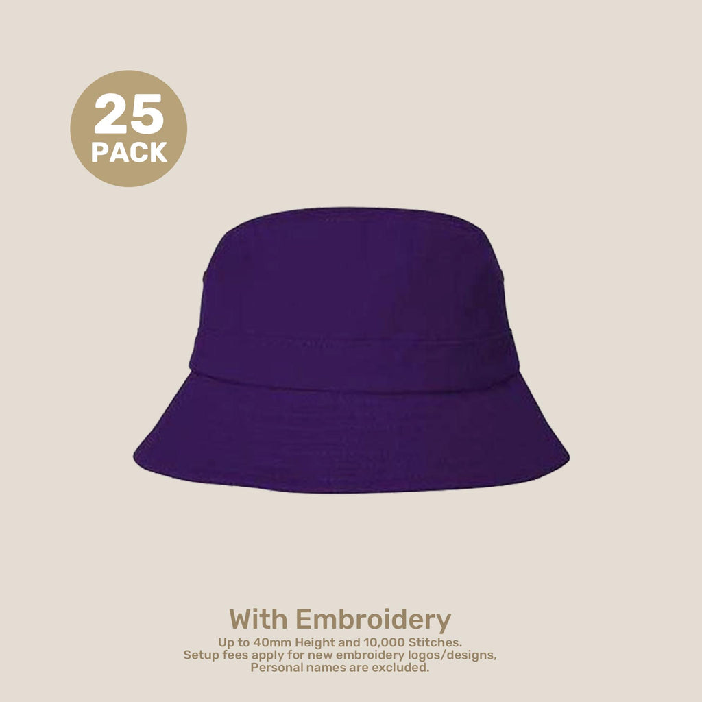 Kids Adjustable Bucket Hat Pack – 50–54cm Cotton Blend Twill | With Custom Embroidery or Printing