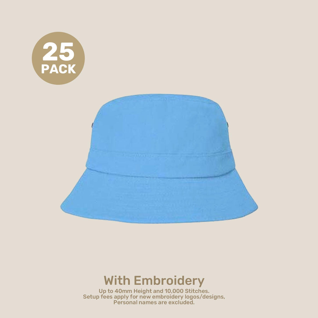 Kids Adjustable Bucket Hat Pack – 50–54cm Cotton Blend Twill | With Custom Embroidery or Printing