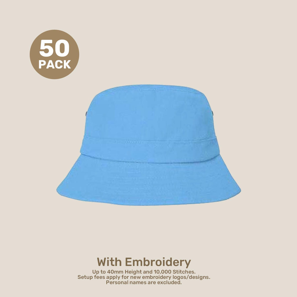 Kids Adjustable Bucket Hat Pack – 50–54cm Cotton Blend Twill | With Custom Embroidery or Printing