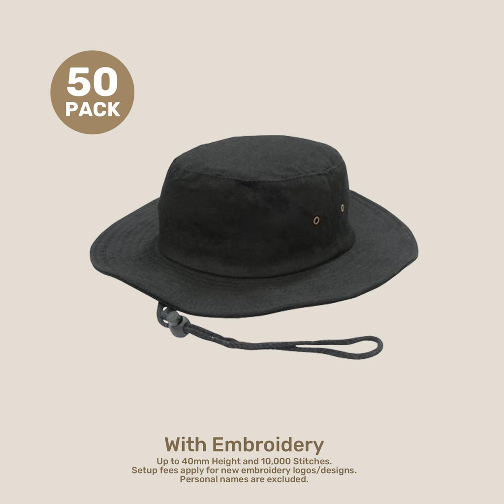 Wide Brim Bucket Hat Pack – Brushed CVC | With Custom Embroidery & Printing