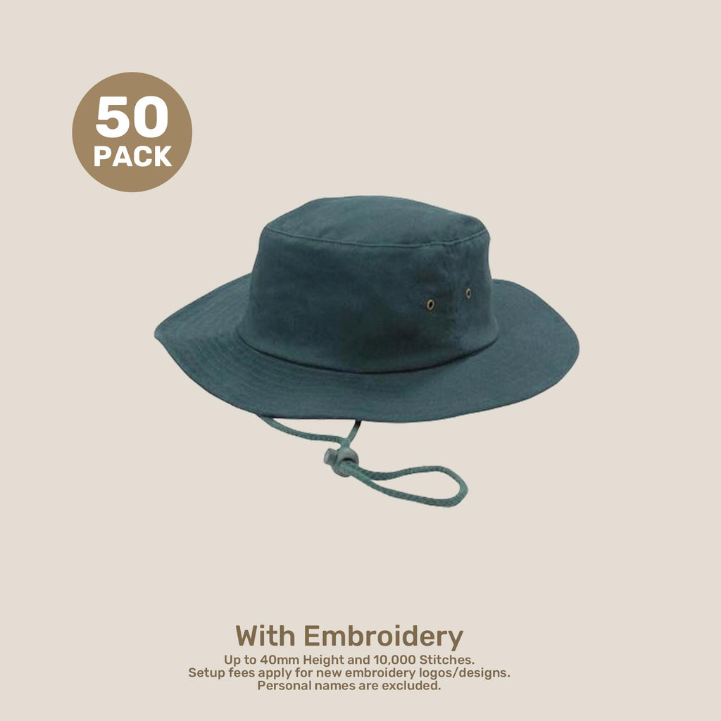 Wide Brim Bucket Hat Pack – Brushed CVC | With Custom Embroidery & Printing