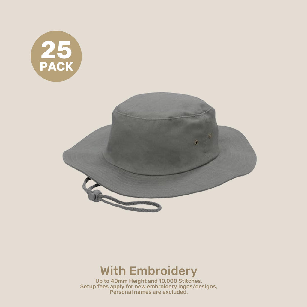 Wide Brim Bucket Hat Pack – Brushed CVC | With Custom Embroidery & Printing