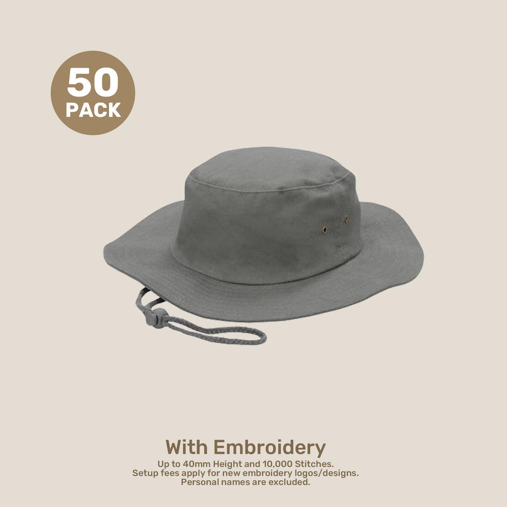 Wide Brim Bucket Hat Pack – Brushed CVC | With Custom Embroidery & Printing