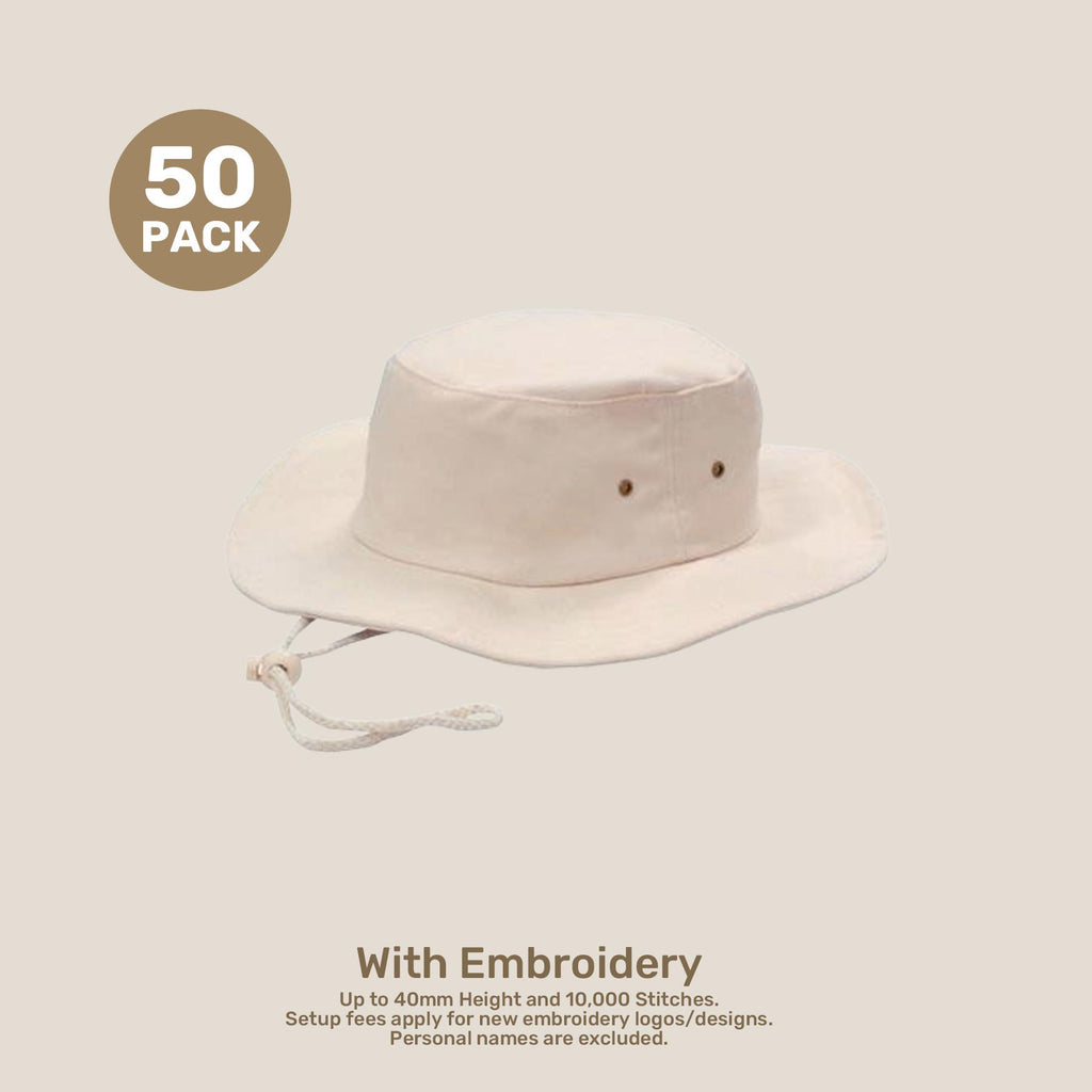 Wide Brim Bucket Hat Pack – Brushed CVC | With Custom Embroidery & Printing