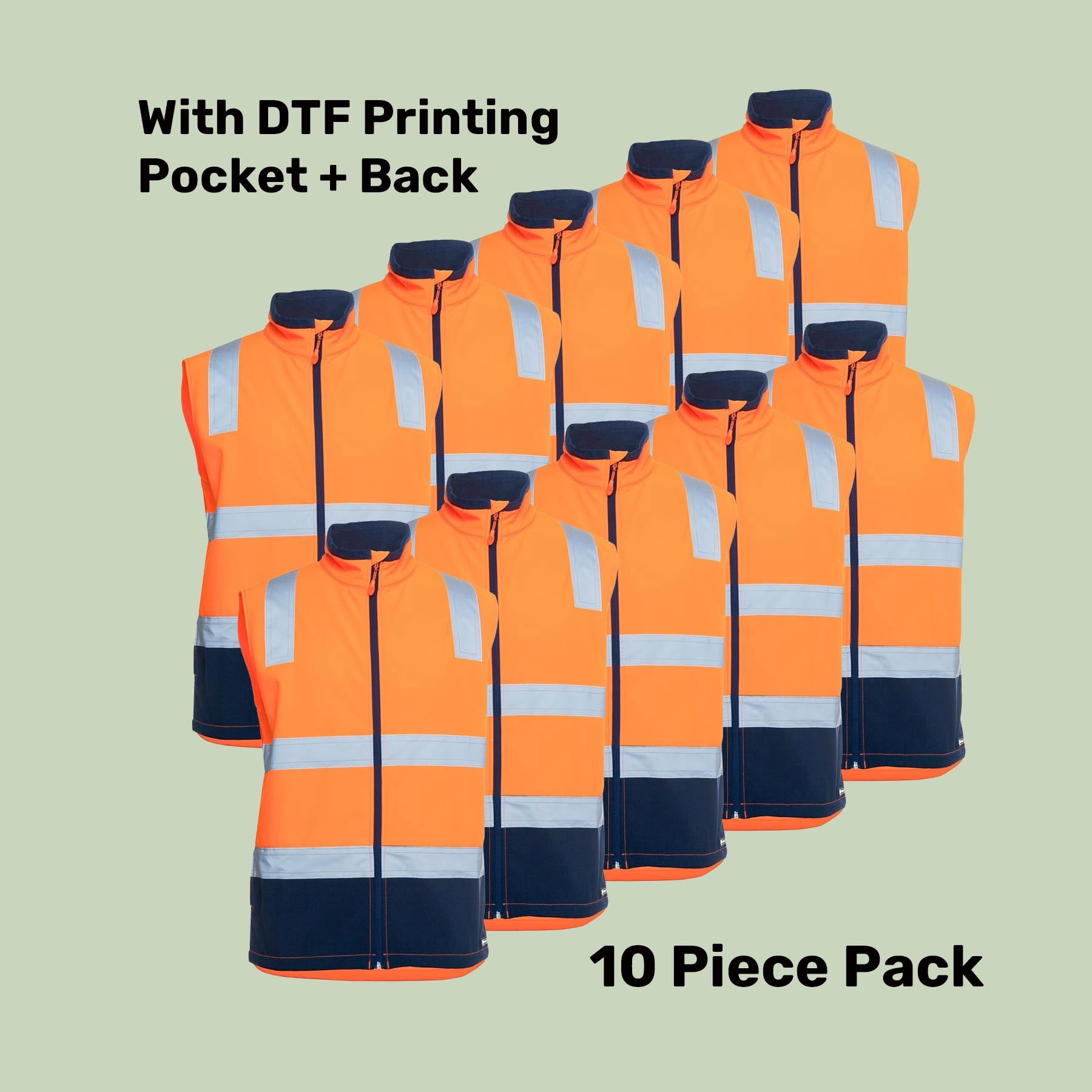 Hi-Vis 3-Layer Softshell Vest Pack (5 or 10) – Special Offer | Waterproof Class D/N Workwear with Custom Printing