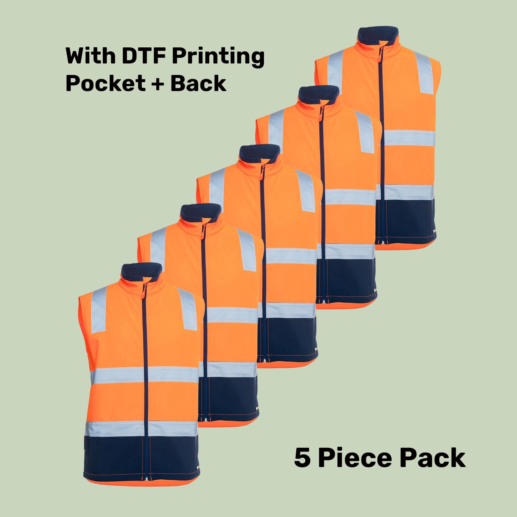 Hi-Vis 3-Layer Softshell Vest Pack (5 or 10) – Special Offer | Waterproof Class D/N Workwear with Custom Printing