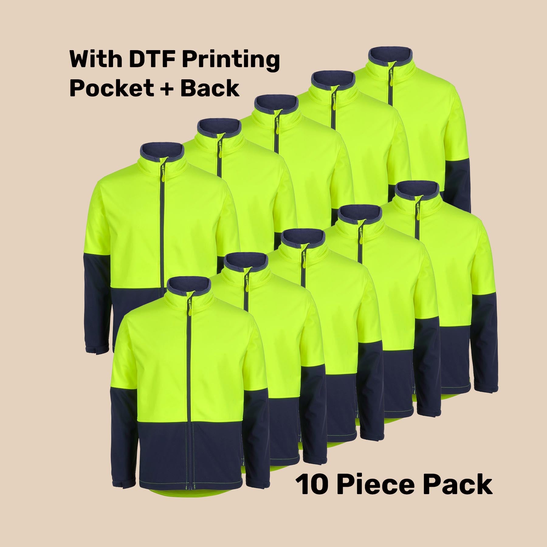 Hi-Vis 3-Layer Softshell Jacket Pack (5 or 10) – Special Offer | Waterproof Workwear with Custom Printing
