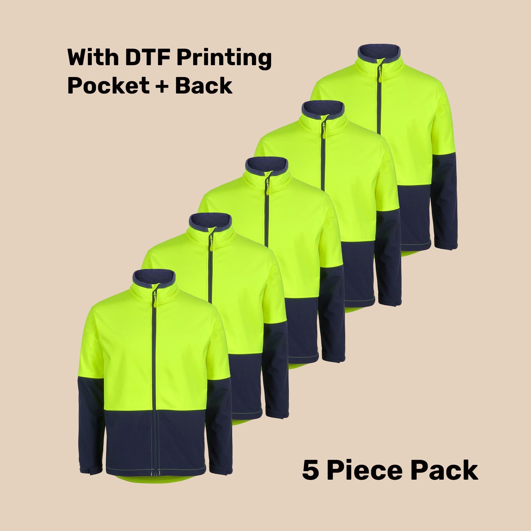 Hi-Vis 3-Layer Softshell Jacket Pack (5 or 10) – Special Offer | Waterproof Workwear with Custom Printing