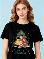 Graphic T-shirt - Kids & Adult Christmas Matching Tee (Family 4 & Tree)