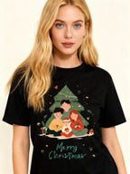 Graphic T-shirt - Kids & Adult Christmas Matching Tee (Family 4 & Tree)