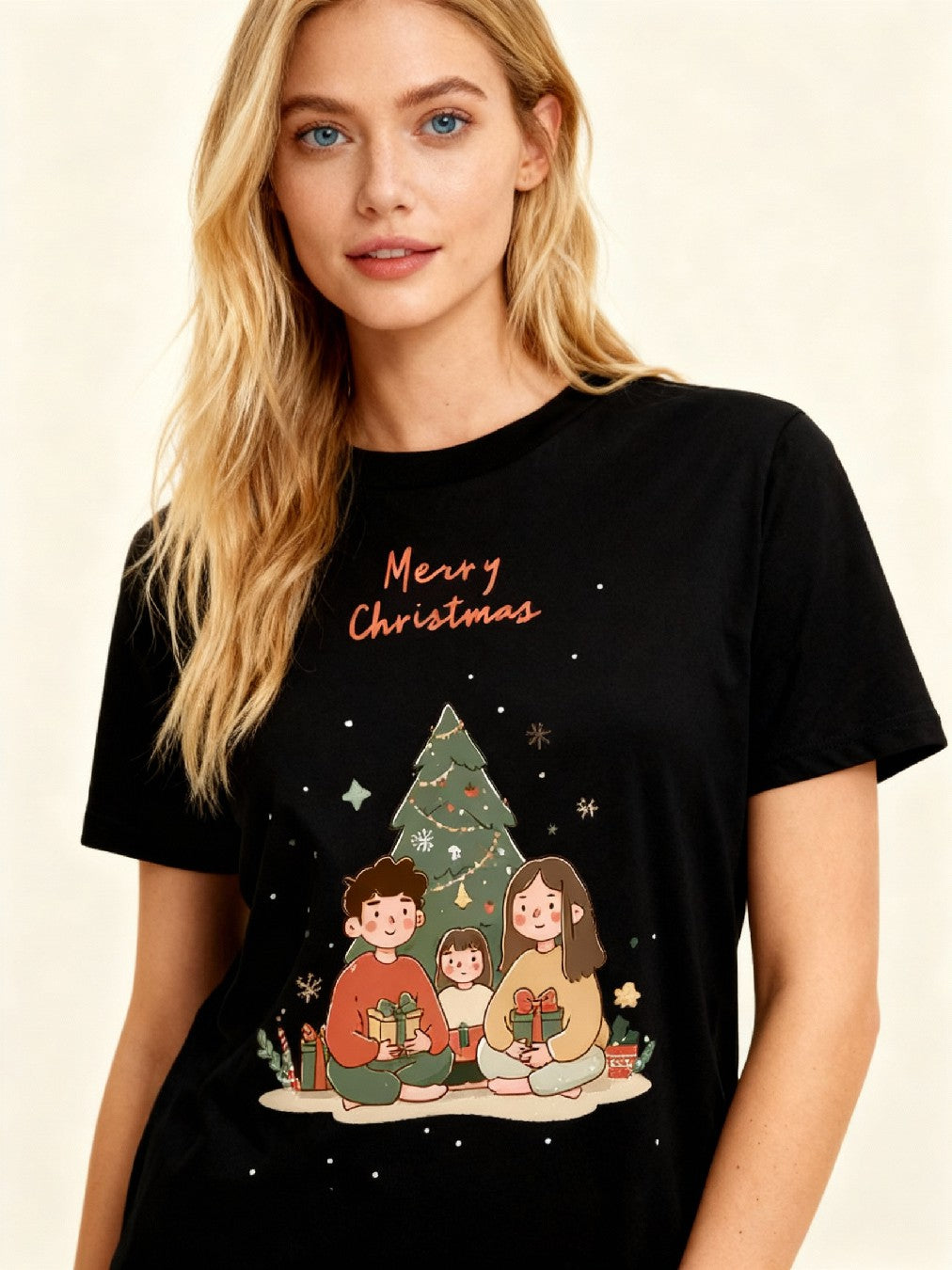 Graphic T-shirt - Kids & Adult Christmas Matching Tee (Family 3 & Tree)