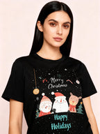 Graphic T-shirt - Kids & Adult Christmas Matching Tee (Santa, Snowman & Reindeer)