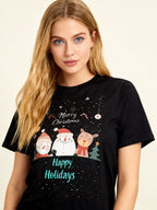 Graphic T-shirt - Kids & Adult Christmas Matching Tee (Santa, Snowman & Reindeer)