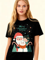 Graphic T-shirt - Kids & Adult Christmas Matching Tee (Santa, Snowman & Child)