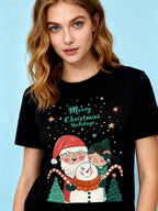 Graphic T-shirt - Kids & Adult Christmas Matching Tee (Santa, Snowman & Child)