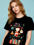 Graphic T-shirt - Kids & Adult Christmas Matching Tee (Santa & Ornaments)