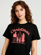 Graphic T-shirt - Kids & Adult Christmas Matching Tee (Silhouette Family & Tree)