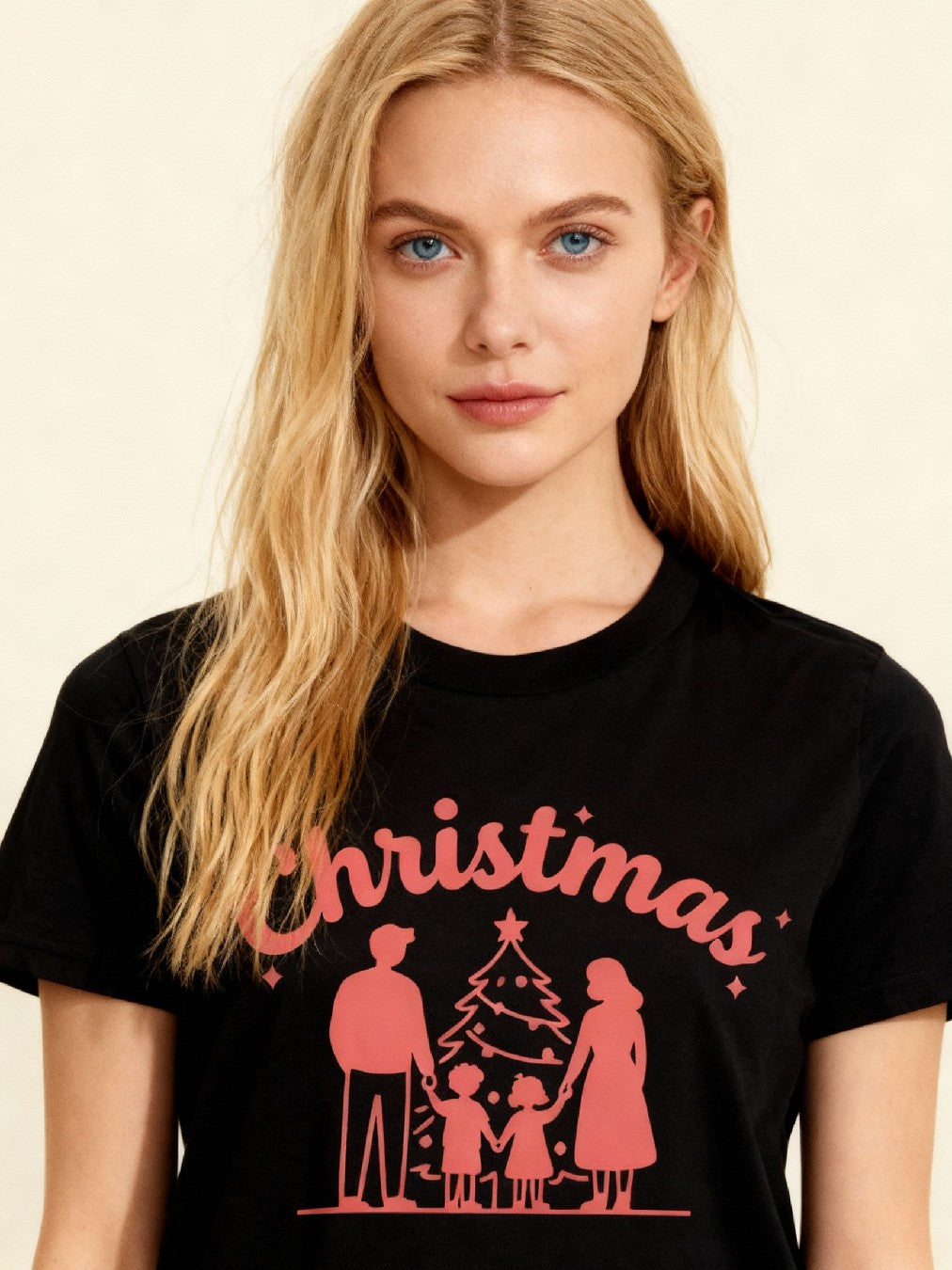 Graphic T-shirt - Kids & Adult Christmas Matching Tee (Silhouette Family & Tree)