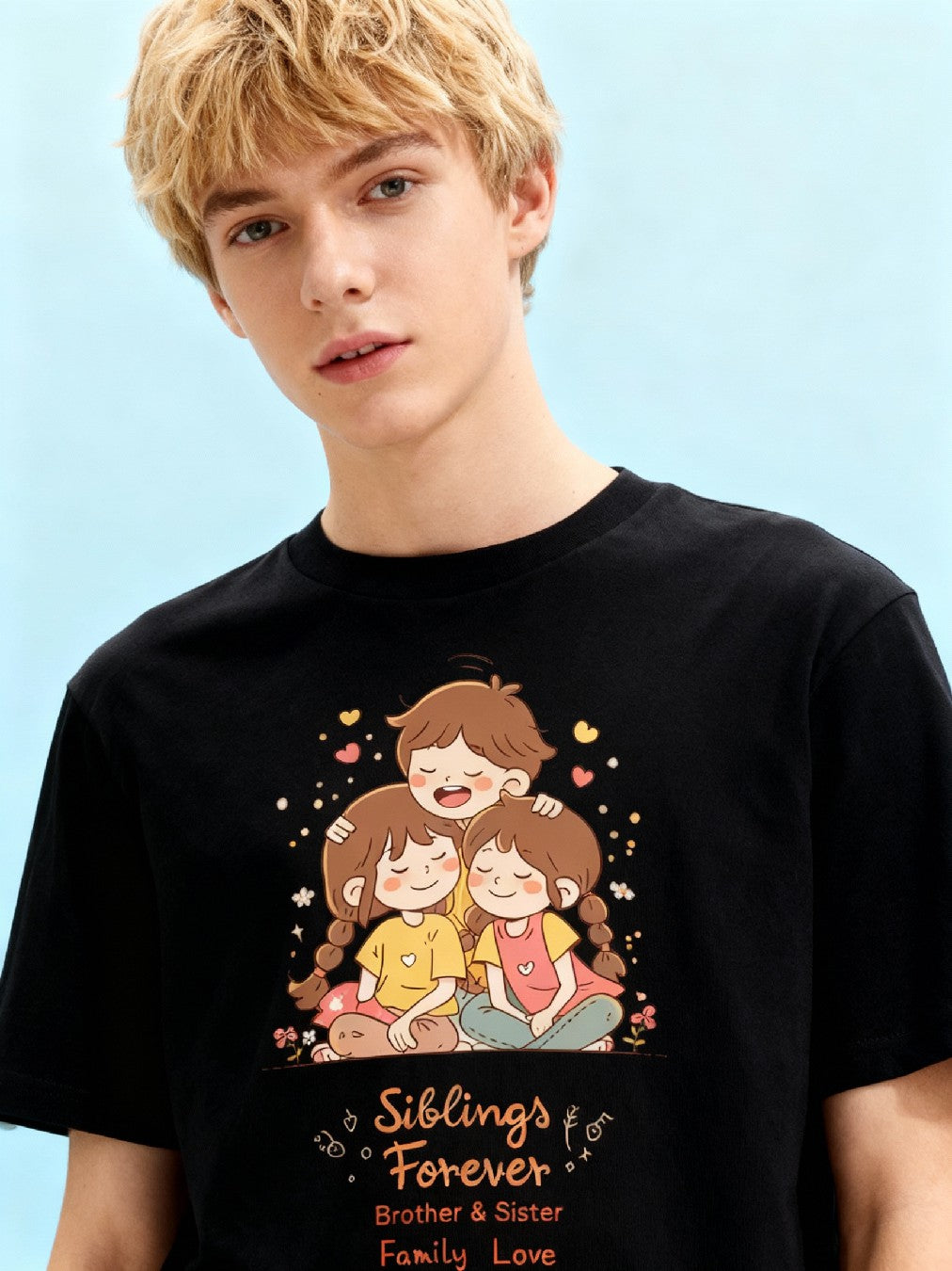 Graphic T-shirt - Sisters & Brothers Matching Tee (Siblings Forever, Family Love)