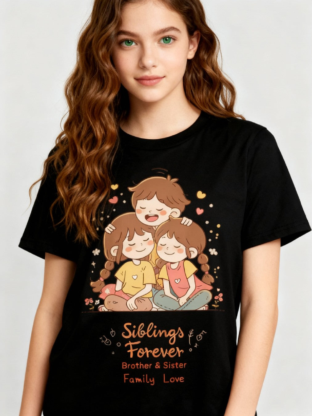 Graphic T-shirt - Sisters & Brothers Matching Tee (Siblings Forever, Family Love)
