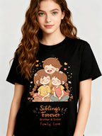 Graphic T-shirt - Sisters & Brothers Matching Tee (Siblings Forever, Family Love)