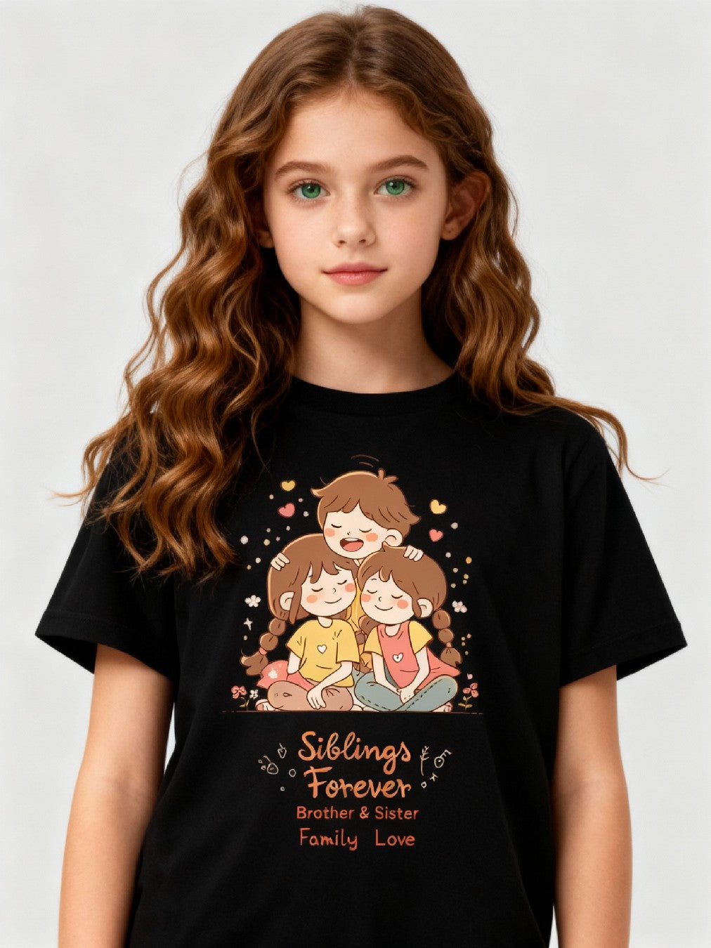 Graphic T-shirt - Sisters & Brothers Matching Tee (Siblings Forever, Family Love)