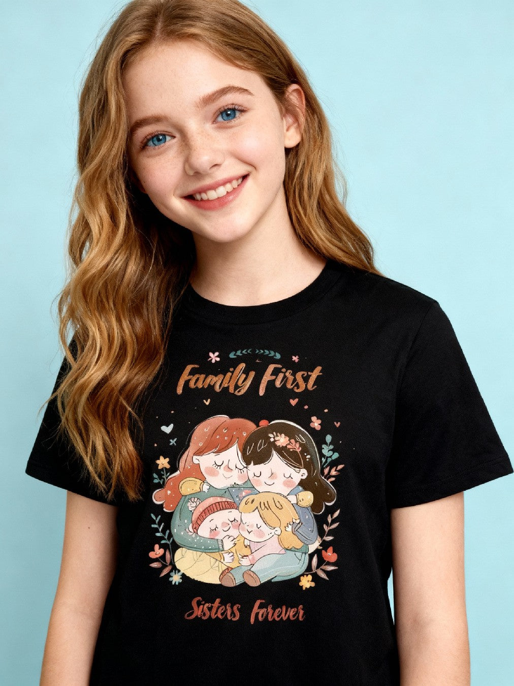 Graphic T-shirt - Sisters Matching Tee (Family First)