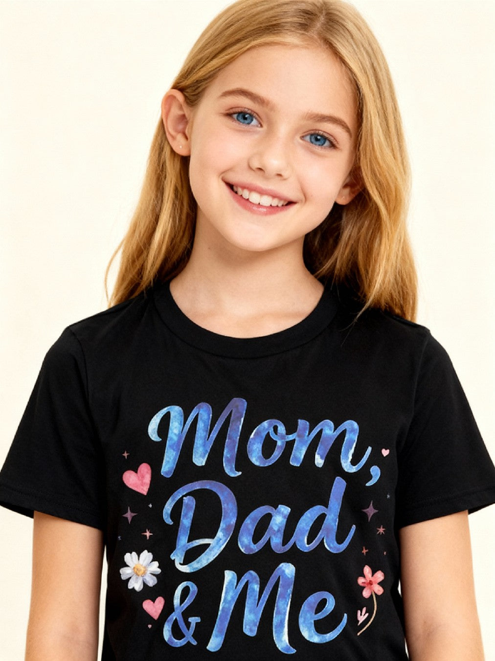 Graphic T-shirt - Heart, Flowers Matching Tee (Mom, Dad & Me)