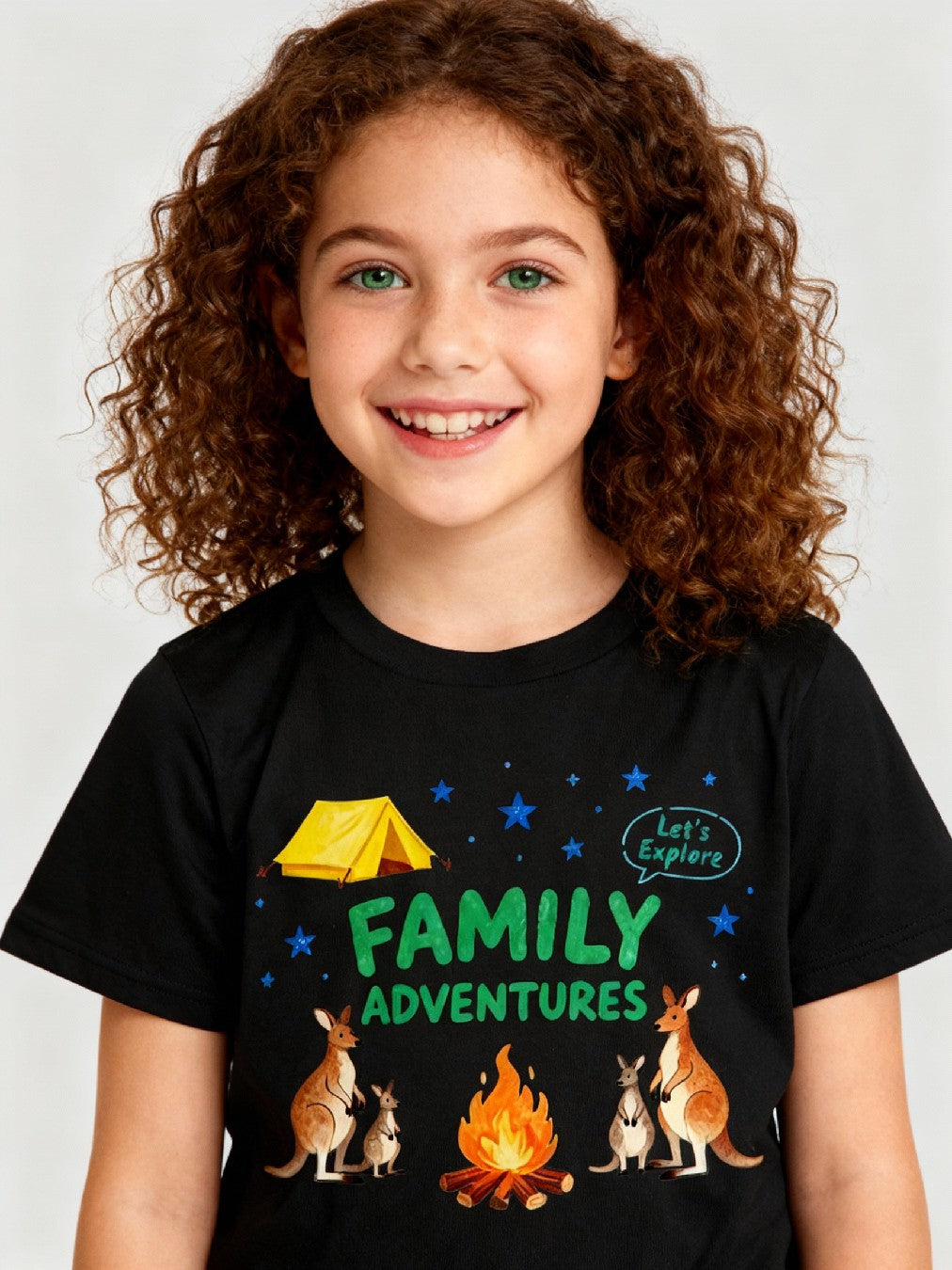 Graphic T-shirt - Kangaroo & Tent Matching Tee (Family Adventure)
