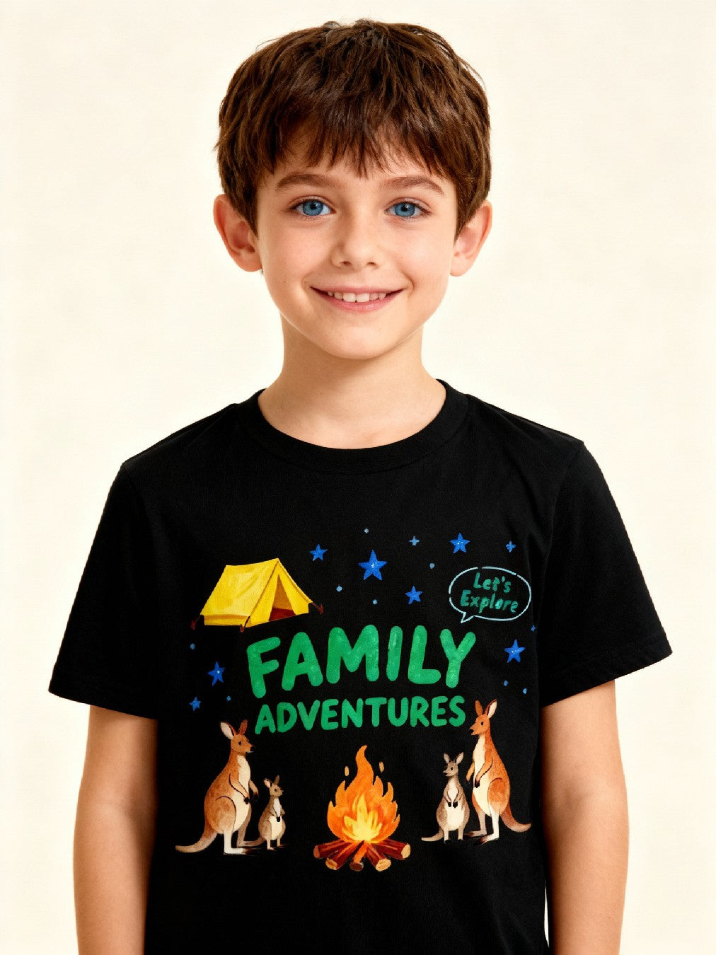 Graphic T-shirt - Kangaroo & Tent Matching Tee (Family Adventure)