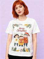 Graphic T-shirt - Kids & Adult Christmas Matching Tee (Family, Leaves & Lights)