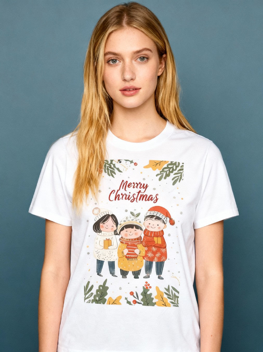 Graphic T-shirt - Kids & Adult Christmas Matching Tee (Family, Leaves & Lights)