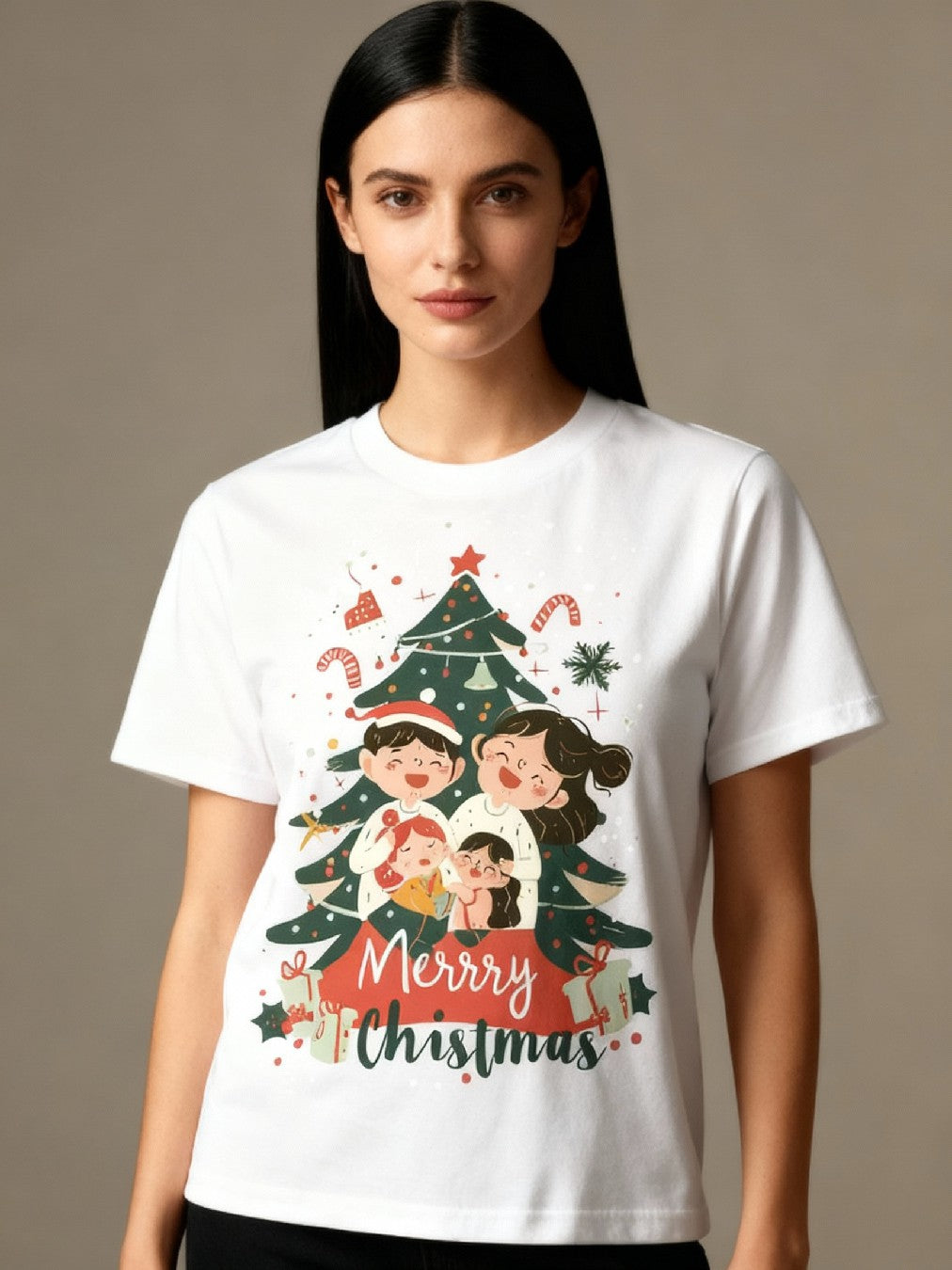 Graphic T-shirt - Kids & Adult Christmas Matching Tee (Tree & Lights)