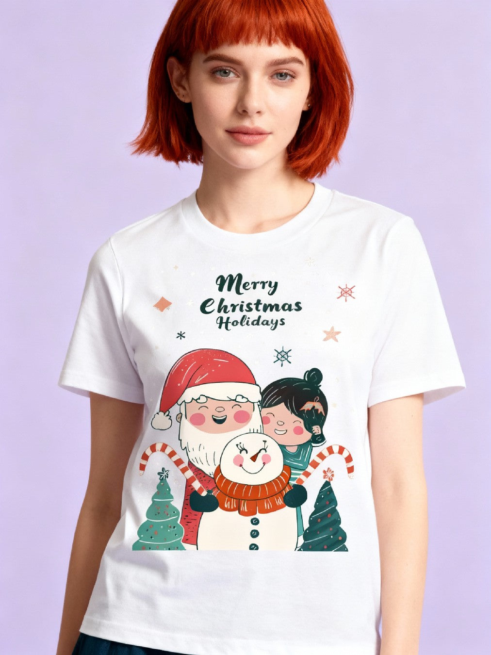 Graphic T-shirt - Kids & Adult Christmas Matching Tee (Santa, Snowman & Child)