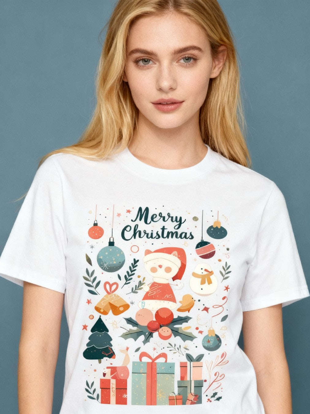 Graphic T-shirt - Kids & Adult Christmas Matching Tee (Santa & Ornaments)